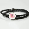 Bulldog Print Circle Charm Leather Bracelet-Free Shipping