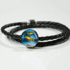Butterfly Koi Fish Print Circle Charm Leather Bracelet-Free Shipping