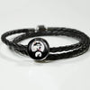 Siberian Husky Dog Print Circle Charm Leather Bracelet-Free Shipping
