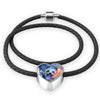 Yorkie Art Print Heart Charm Leather Bracelet-Free Shipping