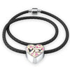 Siamese Cat Print Heart Charm Leather Bracelet-Free Shipping