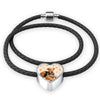 Airedale Terrier Print Luxury Heart Charm Leather Bracelet-Free Shipping