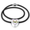 White Persian Cat Print Heart Charm Leather Bracelet-Free Shipping
