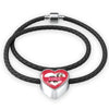 Bearded Collie Dog Print Heart Charm Leather Bracelet-Free Shipping