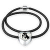 Shiba Inu Dog Print Heart Charm Leather Woven Bracelet-Free Shipping