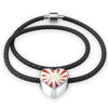 American Eskimo Dog Print Heart Charm Leather Bracelet-Free Shipping