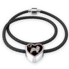 Pomeranian Dog Love Print Heart Charm Leather Woven Bracelet-Free Shipping
