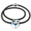 Oranda Fish Print Heart Charm Leather Woven Bracelet-Free Shipping