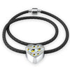 American Goldfinch Bird Print Heart Charm Leather Woven Bracelet-Free Shipping