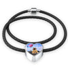 Spanish Mastiff Dog Print Heart Charm Leather Bracelet-Free Shipping