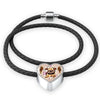 Brussels Griffon Dog Print Heart Charm Leather Bracelet-Free Shipping