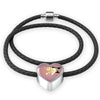 Lovely Hamster Print Heart Charm Leather Woven Bracelet-Free Shipping