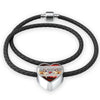Border Terrier Print Heart Charm Leather Bracelet-Free Shipping