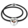 Himalayan Cat Print Heart Charm Leather Bracelet-Free Shipping