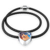Norwich Terrier Print Heart Charm Braided Bracelet-Free Shipping