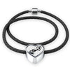 Mustang Horse Art Print Heart Charm Leather Woven Bracelet-Free Shipping