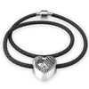 Black&White Snake Print Heart Charm Leather Bracelet-Free Shipping