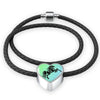 Amazing Horse Vector Print Heart Charm Leather Woven Bracelet-Free Shipping