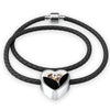 Dalmatian Dog Art Print Heart Charm Leather Woven Bracelet-Free Shipping