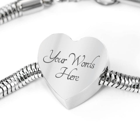 Siberian Husky Print Heart Charm Steel Bracelet-Free Shipping