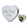 Black Saluki Dog Print Heart Charm Steel Bracelet-Free Shipping