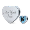 Papillon Dog On Denim Print Heart Charm Steel Bracelet-Free Shipping