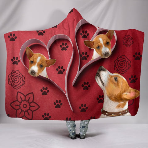 Basenji Dog Paws Print Hooded Blanket-Free Shipping