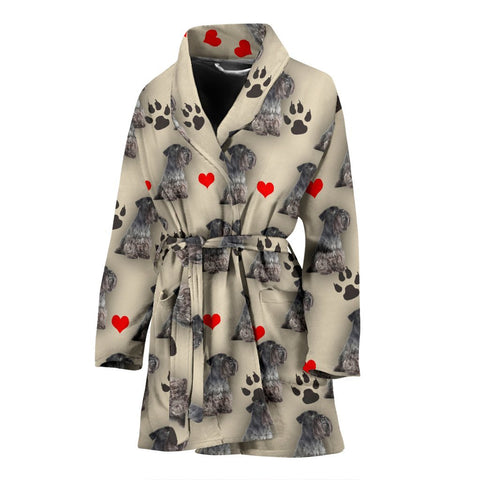Cesky Terrier Patterns Print Women's Bath Robe-Free Shipping