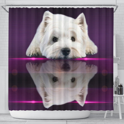 Cute West Highland White Terrier (Westie) Print Shower Curtain-Free Shipping