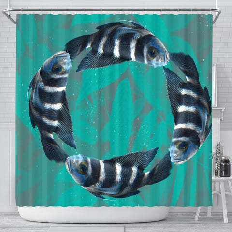 African Cichlid Fish Print Shower Curtains-Free Shipping