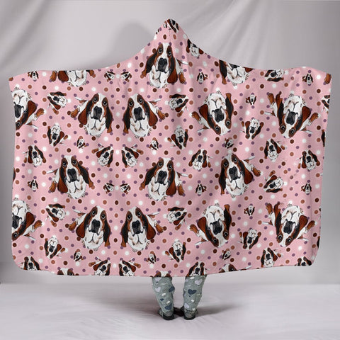 Cute Basset Hound Dog Pattern Print Hooded Blanket-Free Shipping
