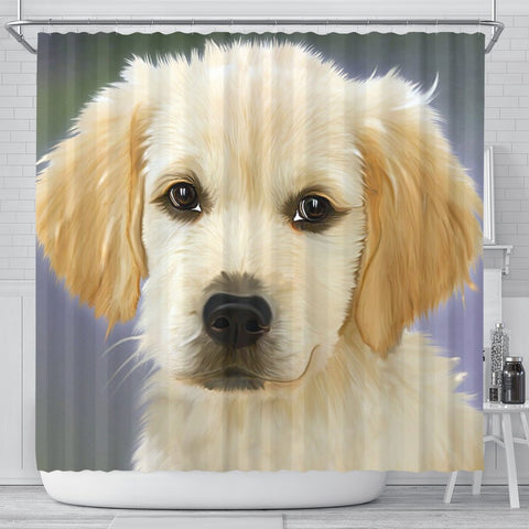 Golden Retriever Puppy Art Print Shower Curtains-Free Shipping