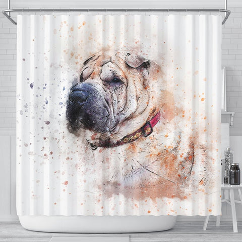 Shar Pei Dog Art Print Shower Curtains-Free Shipping