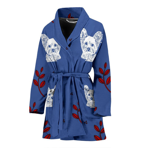Yorkshire Terrier (Yorkie) Print Women's Bath Robe-Free Shipping