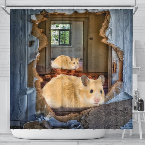 Golden Hamster 3D Print Shower Curtains-Free Shipping