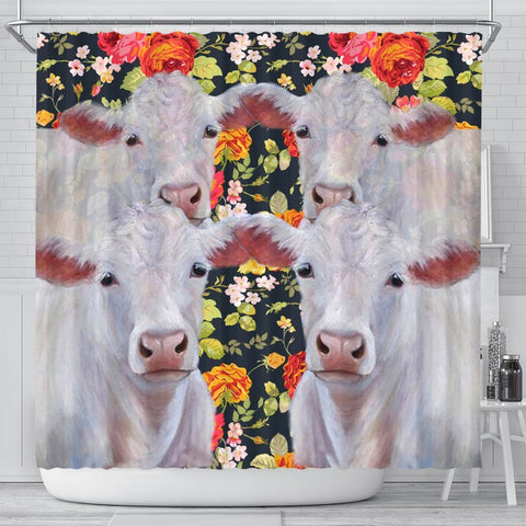 Charolais Cattle (Cow) Print Shower Curtains-Free Shipping