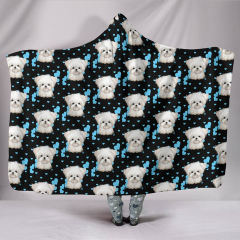 Maltese Dog Pattern Print Hooded Blanket-Free Shipping