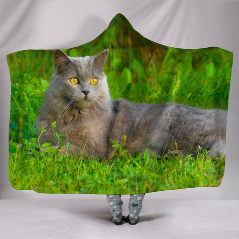 Chartreux Cat Nature Print Hooded Blanket-Free Shipping