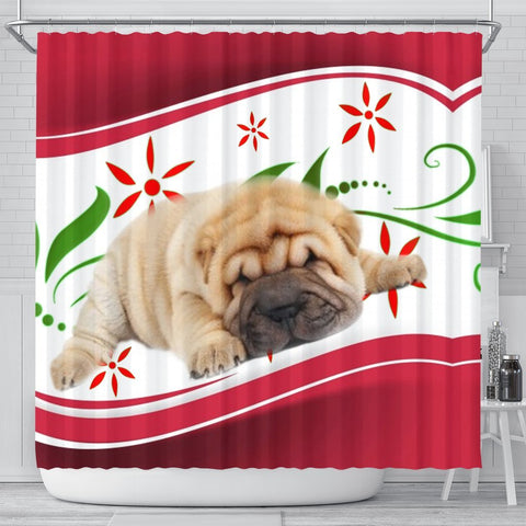 Shar Pei Dog Print Shower Curtain-Free Shipping