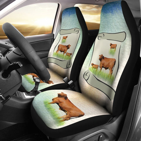 Hand Crafted Red Brangus Cattle (Cow) Print Car Seat Covers-Free Shipping