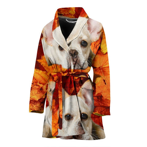 Lovely French Bulldog Print Women's Bath Robe-Free Shipping