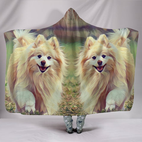 Pomeranian Dog Art Print Hooded Blanket-Free Shipping