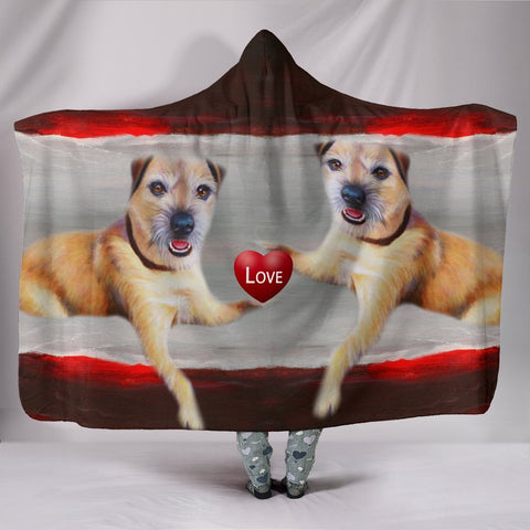 Border Terrier Love Print Hooded Blanket-Free Shipping