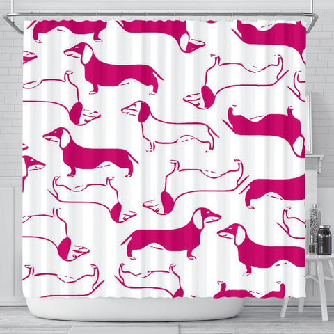 Dachshund Patterns Print Shower Curtain-Free Shipping