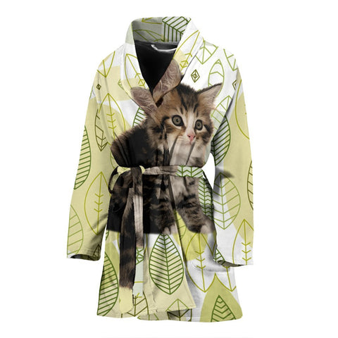 Siberian cat Print Women's Bath Robe-Free Shipping