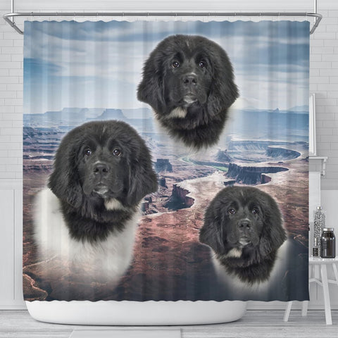 Lovely Newfoundland Dog Print Shower Curtains-Free Shipping