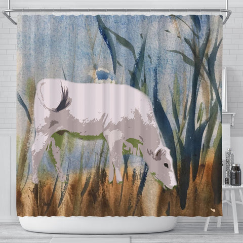 Chianina Cattle (Cow) Print Shower Curtain-Free Shipping
