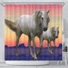 White Lusitano Horse Print Shower Curtain-Free Shipping