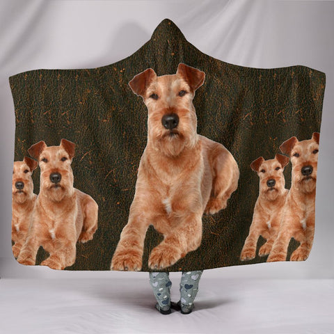 Irish Terrier Print Hooded Blanket-Free Shipping