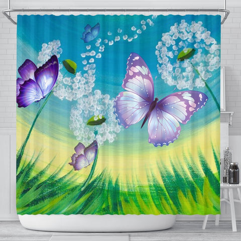 Butterfly Print Shower Curtain-Free Shipping